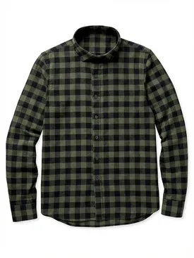 Military green plaid flannel shirt
