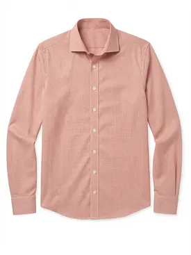 Easy-iron orange checked twill shirt
