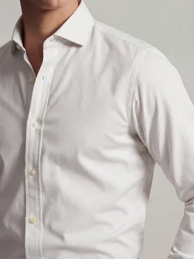 Easy-iron plain beige twill shirt