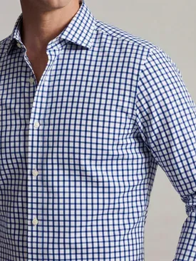Navy blue checked twill shirt