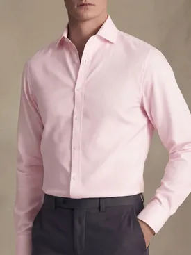 Easy-iron pale pink plain poplin shirt