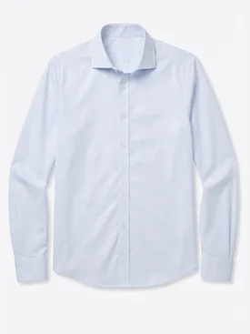 Easy-iron sky blue striped poplin shirt