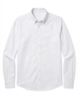 Light gray striped heavyweight American Oxford shirt