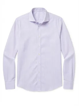 Purple striped poplin shirt