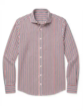 Blue striped poplin shirt