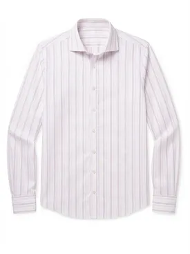 Purple striped poplin shirt