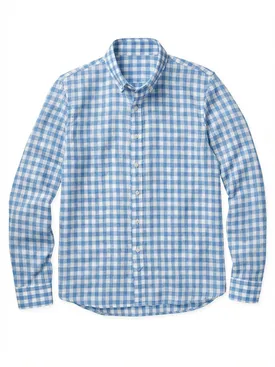 Sky blue checked linen shirt