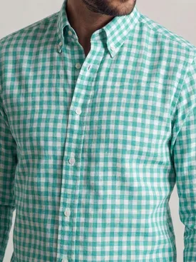Green checked linen shirt