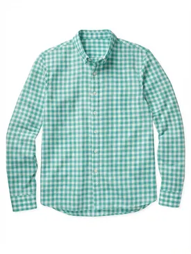 Green checked linen shirt