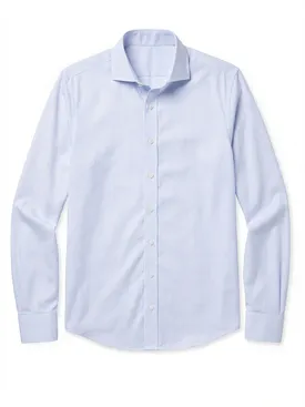 Sky blue small checkered poplin shirt