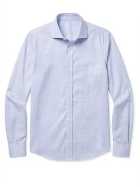 Sky blue checked twill shirt