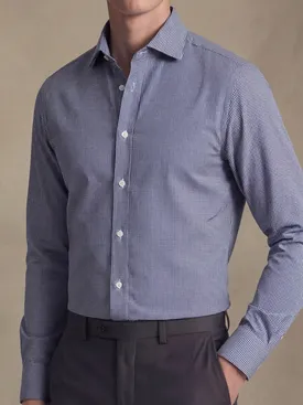 Navy blue checked twill shirt