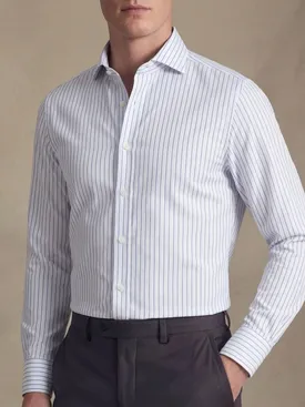 Blue and white striped twill shirt