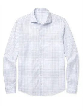 Sky blue fine check poplin shirt