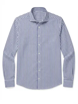Blue striped poplin shirt
