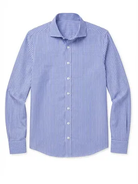 Blue striped poplin shirt