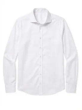 Easy-iron pale pink striped poplin shirt