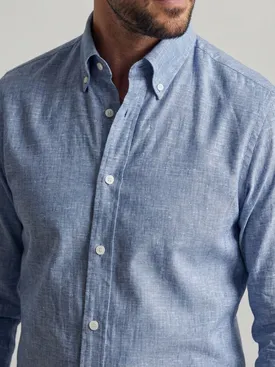 Plain blue linen shirt