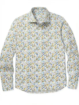 Yellow printed poplin shirt