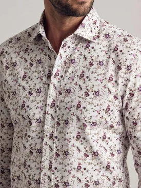Purple printed poplin shirt