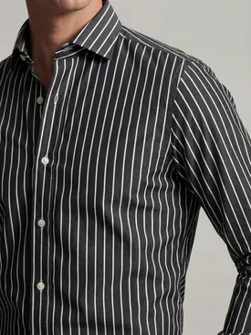 Anthracite gray striped poplin shirt