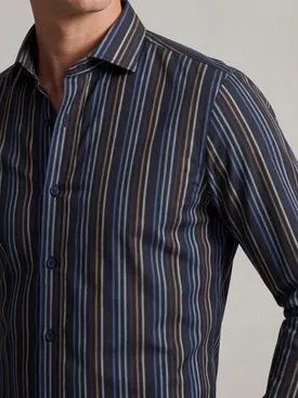 Black striped poplin shirt