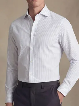 Easy-iron gray striped poplin shirt