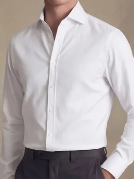Plain white wrinkle-free twill shirt