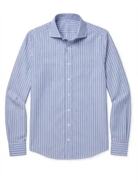 Faded blue striped poplin shirt