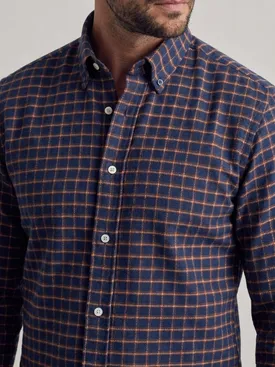 Navy blue plaid thick flannel shirt
