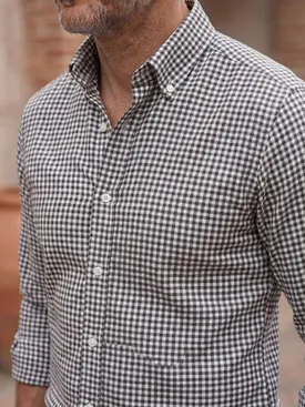 Flannel shirt with small brown checks