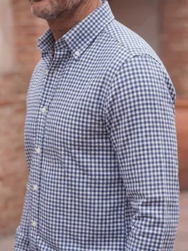 Flannel shirt with small blue checks
