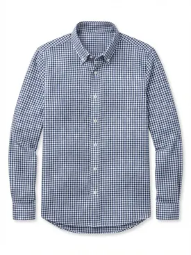 Flannel shirt with small blue checks
