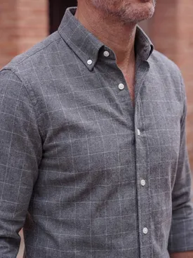 Flannel shirt with large gray checks