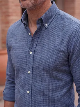 Blue mini-plaid Flannel Shirt