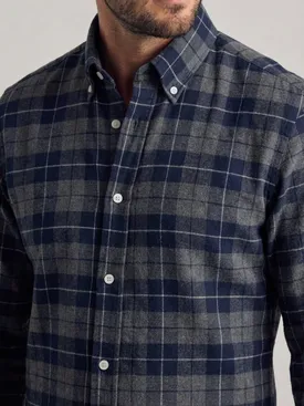 Blue and gray tartan thick flannel shirt