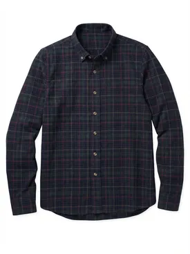 Green and blue tartan thick flannel shirt