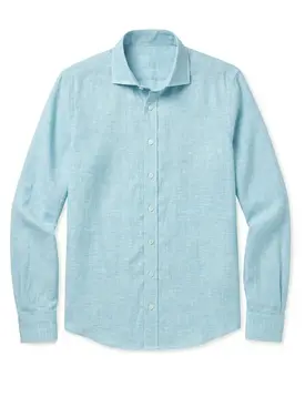 Plain turquoise blue Linen Shirt