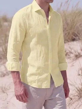 Plain Yellow Linen Shirt