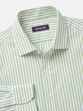 Green Striped Poplin Shirt