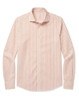 Orange Striped Poplin Shirt