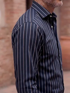 Black Striped Poplin Shirt